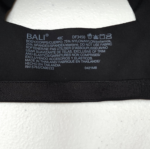 Bali One Smooth U Posture Boost EverSmooth Back Underwire Bra DF3450 Black 3450 - Picture 9 of 16